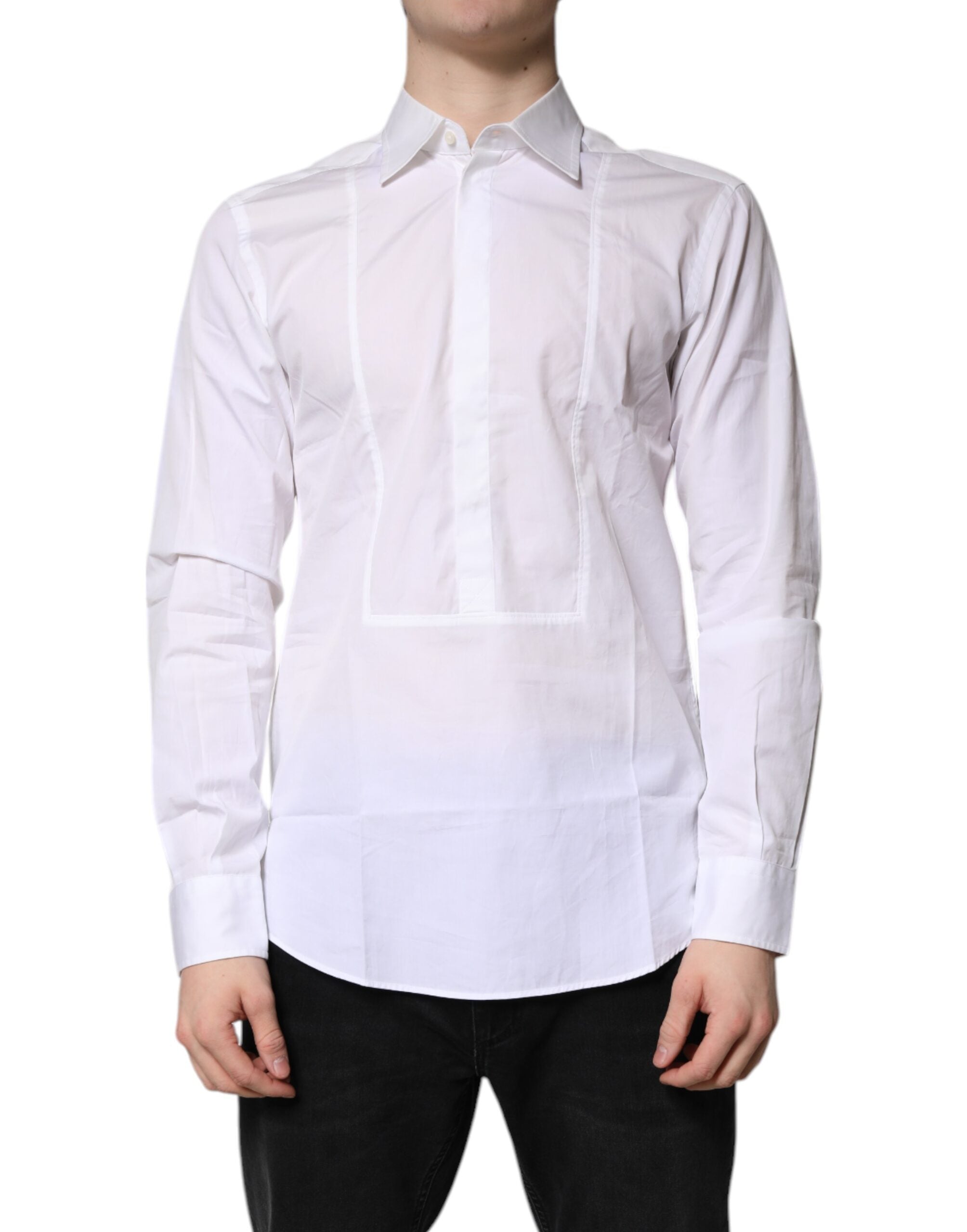 Dolce & Gabbana White Cotton Collared Shirt Formal Shirt